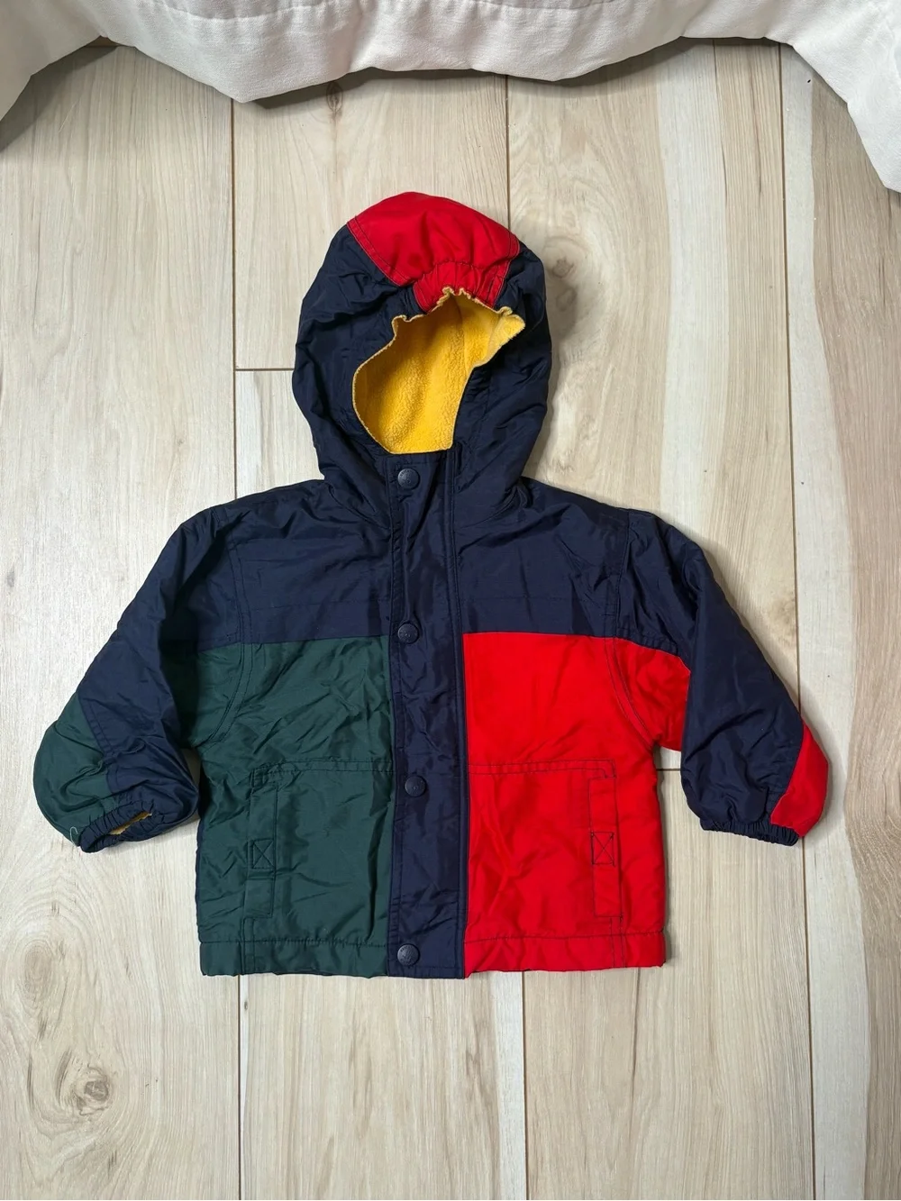 Carter’s Vintage 2T Colorblock Hooded Fleece Lined Jacket Red Navy Green Coat